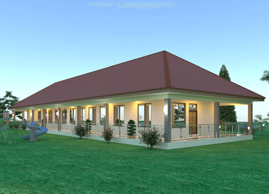 Artist impression van de nieuwe school in Ghana